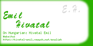 emil hivatal business card